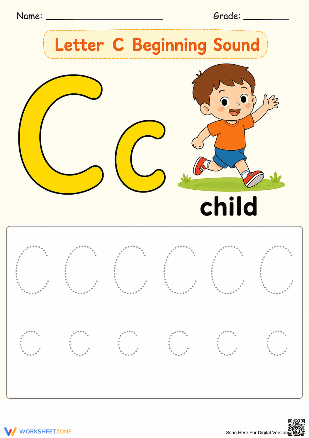 Letter C Beginning Sound Worksheet | Essential Phonics - Page 1