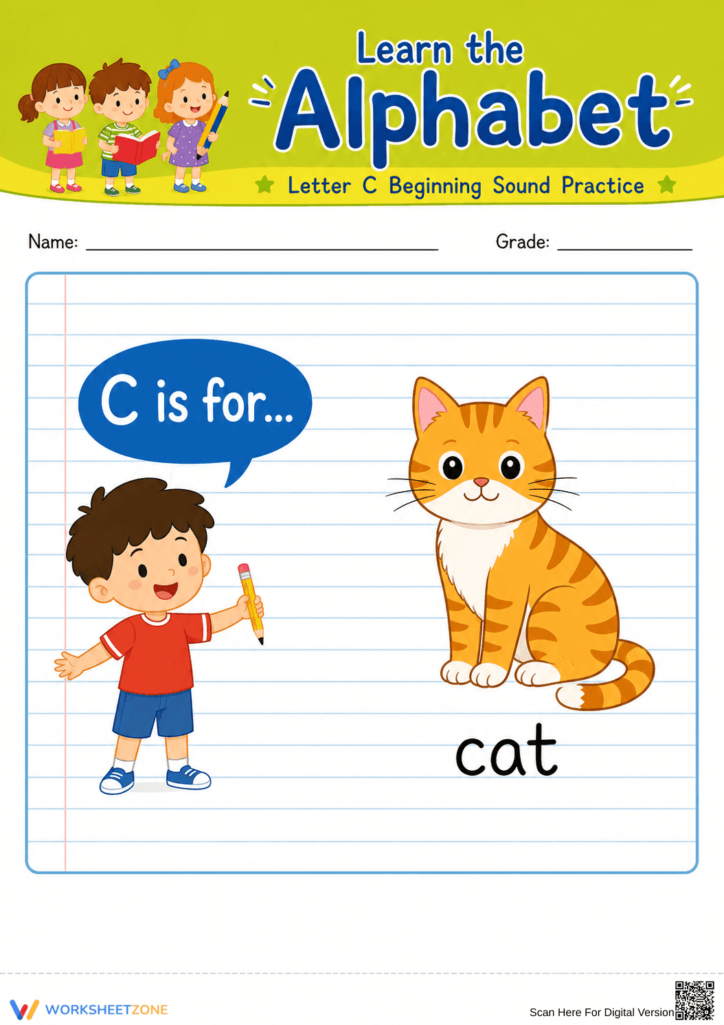 Printable Letter C Beginning Sound Worksheet - Page 1