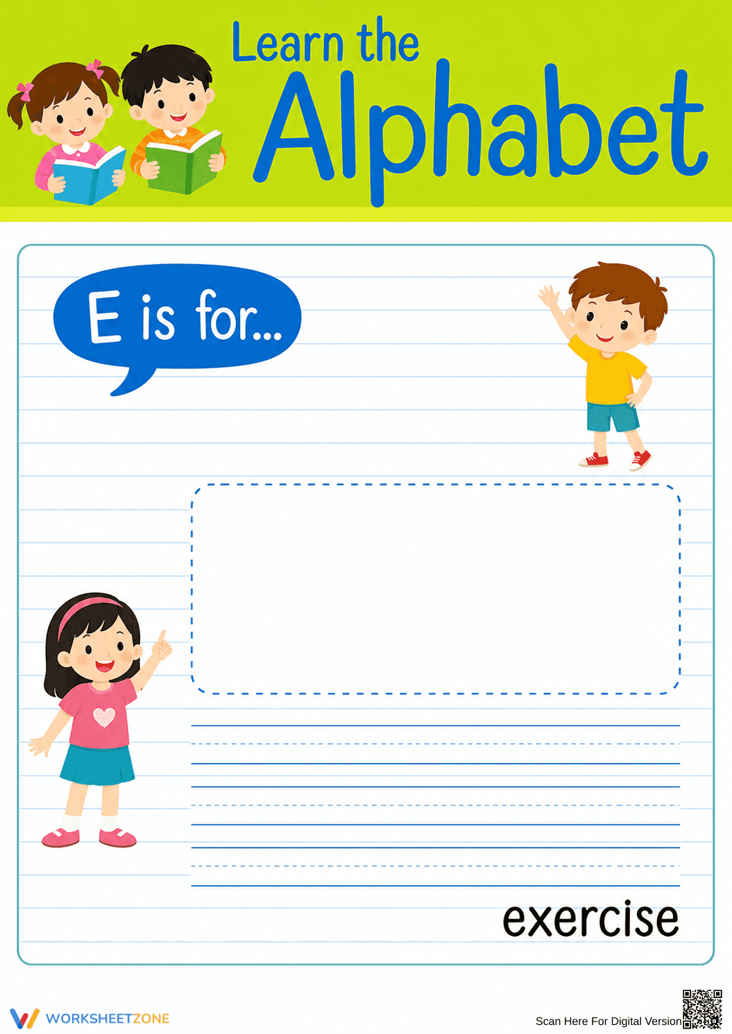 Letter E Beginning Sound Worksheet | Essential Phonics - Page 1