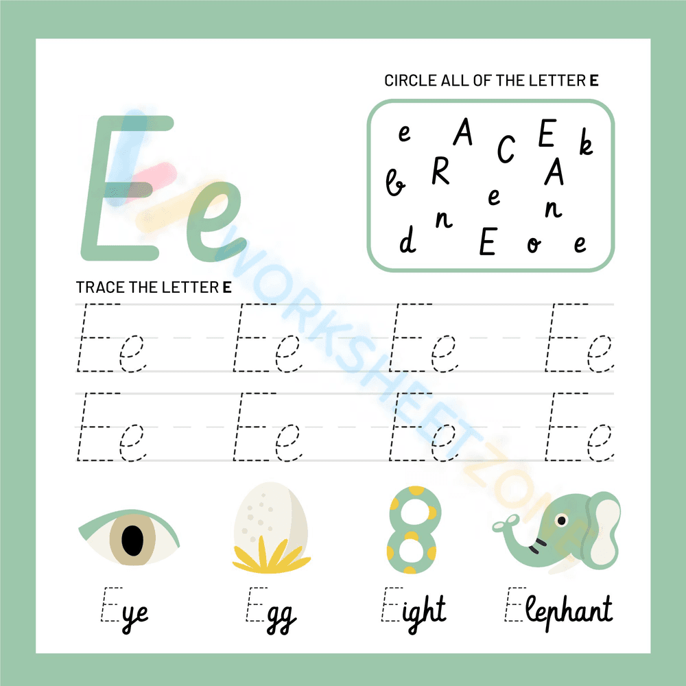 letter e beginning sound worksheets 39 - Page 1
