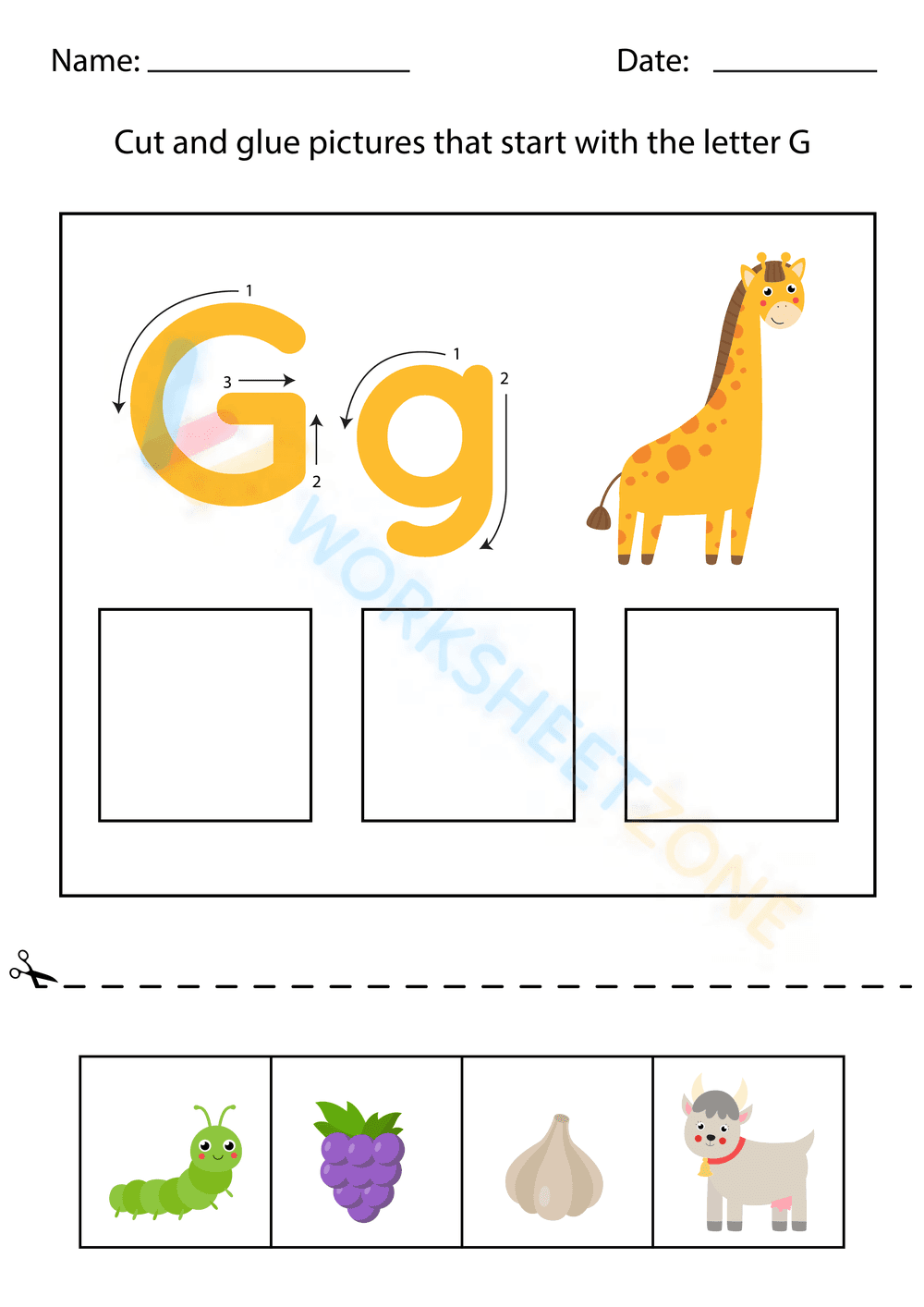 Letter G - Cut and Glue - Page 1