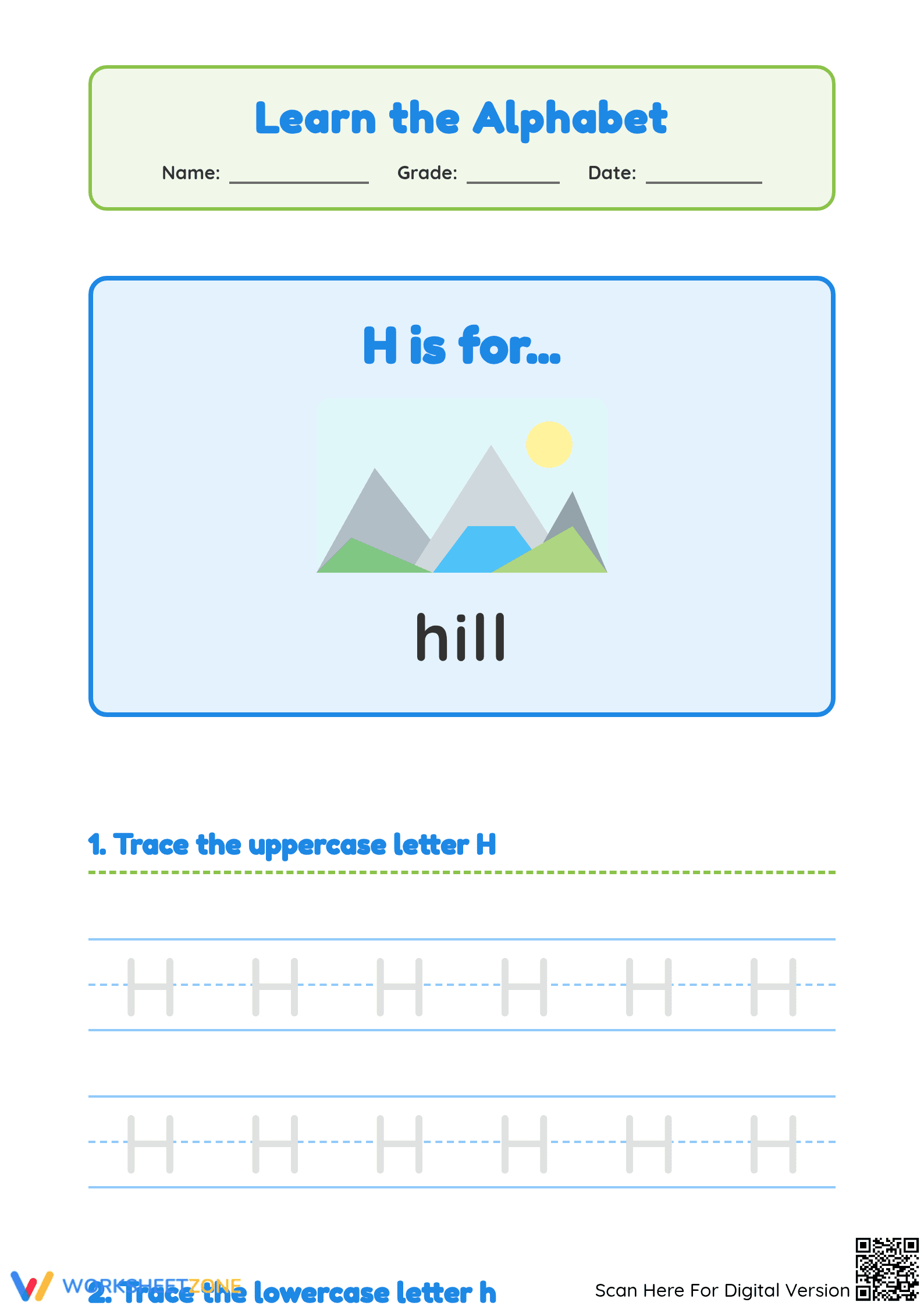 Letter H Beginning Sound Worksheet | Essential Grade K-1 - Page 1