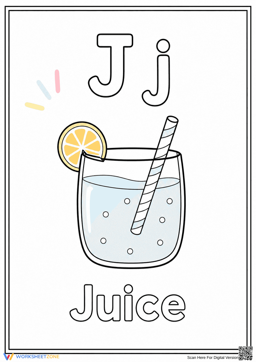 Printable Letter J Beginning Sound Worksheet | Grade K - Page 1