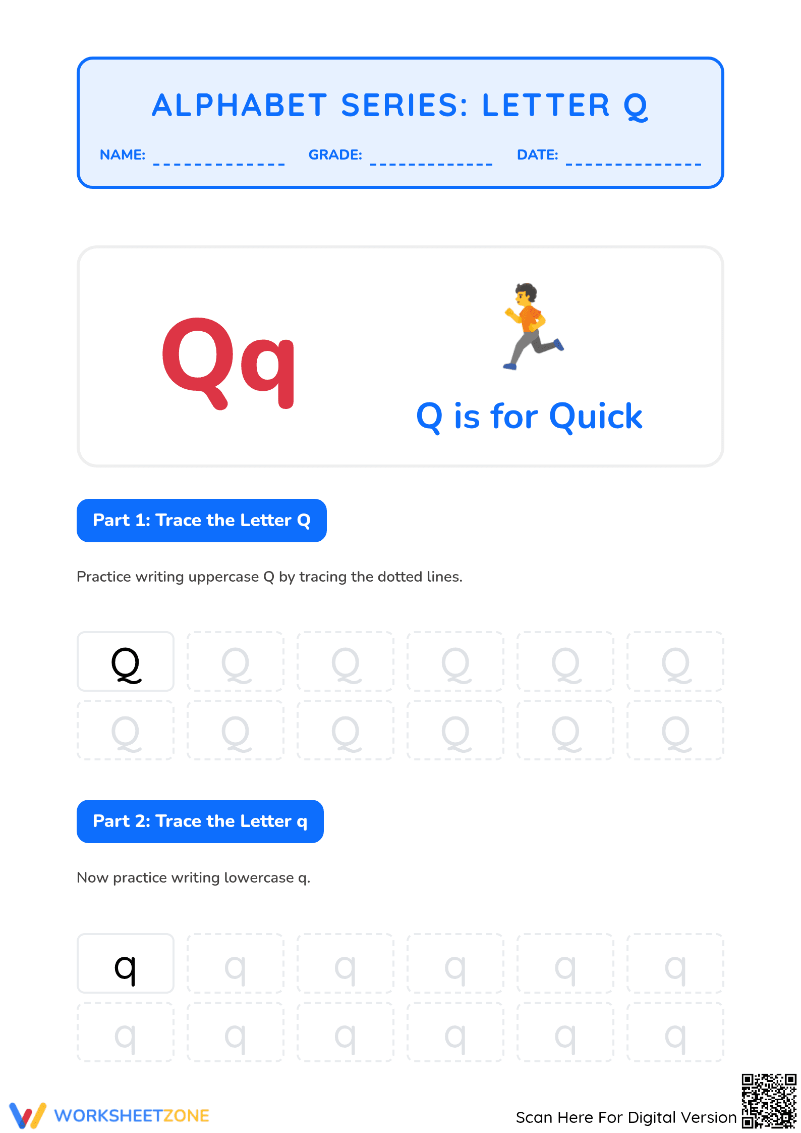 Letter Q Beginning Sound Worksheet | Essential Phonics - Page 1
