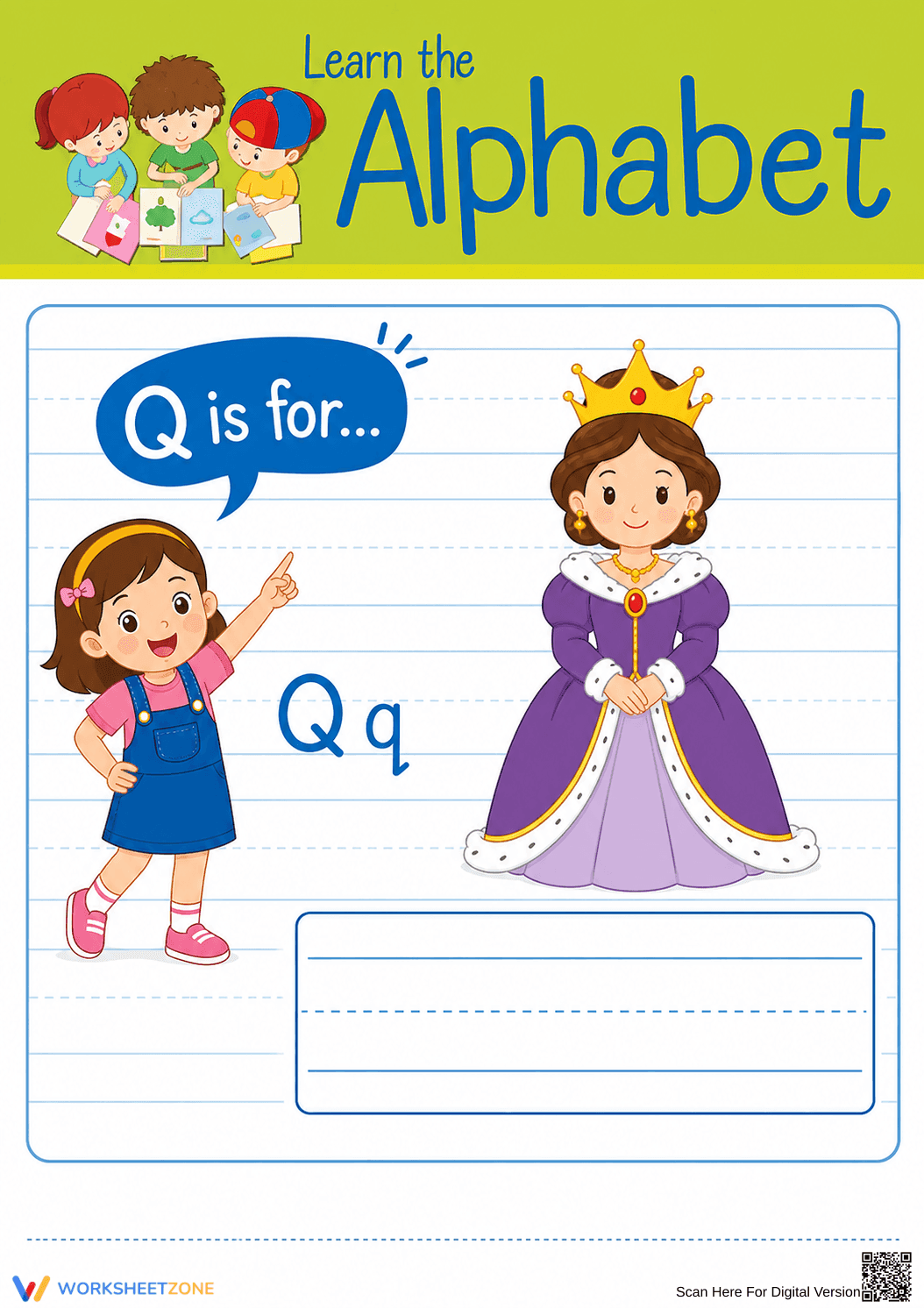 Printable Letter Q Beginning Sound Worksheet | Grade K - Page 1