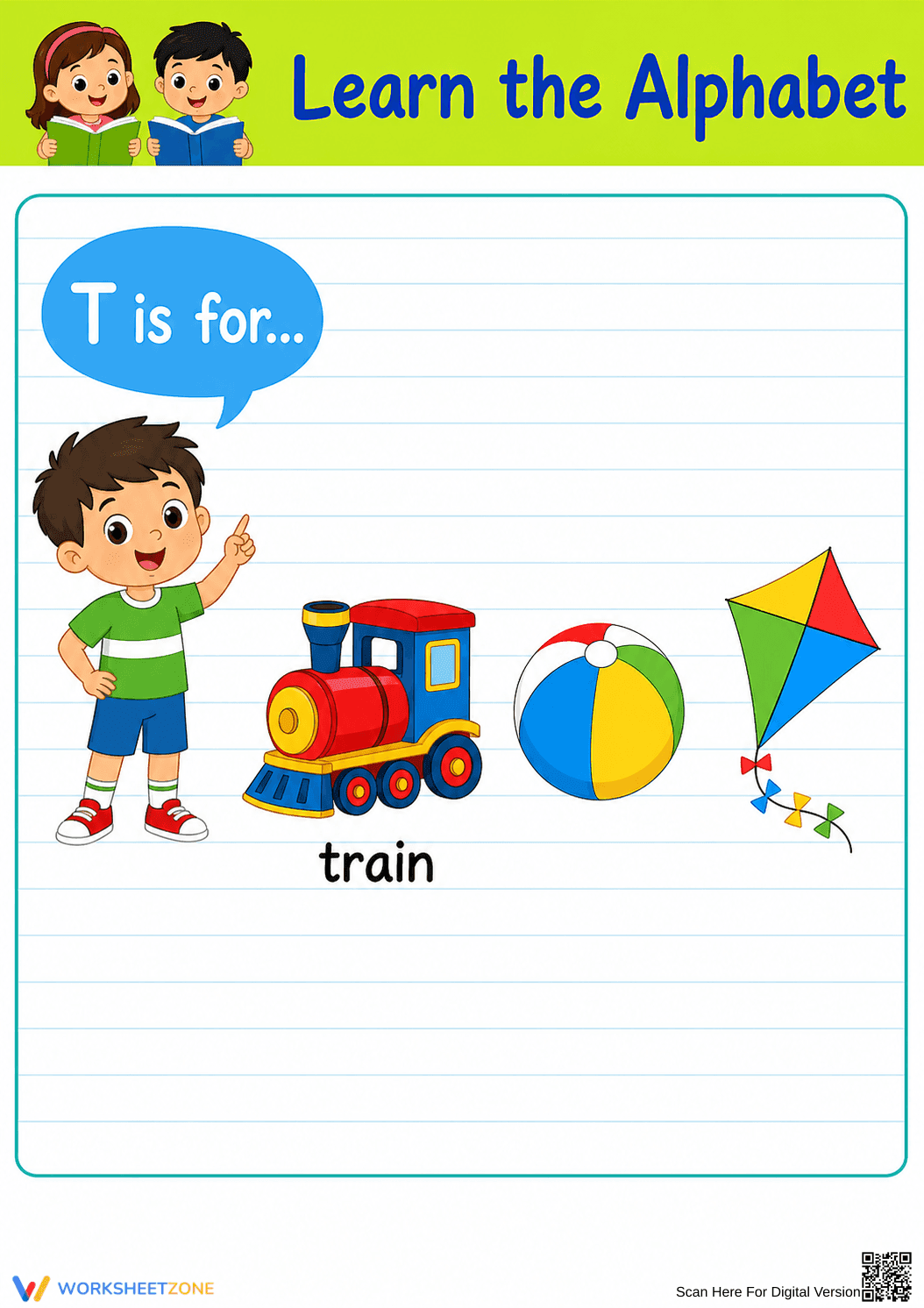 Letter T Beginning Sound Printable Worksheet | Grade K - Page 1