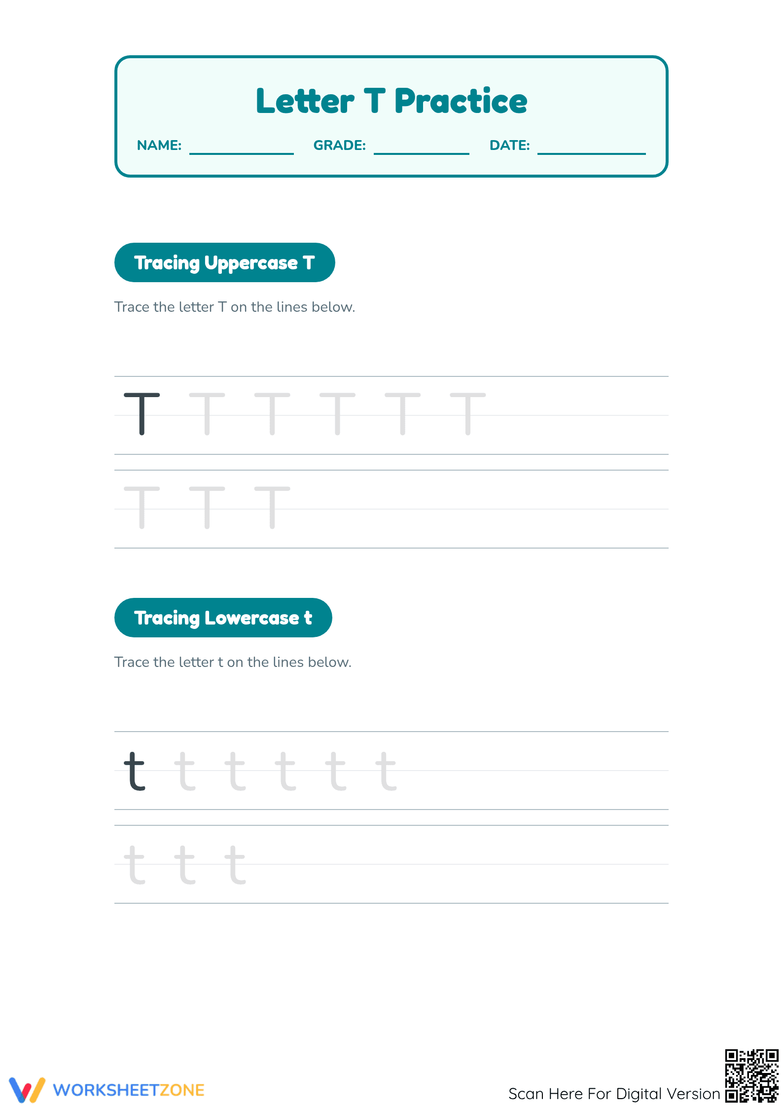 Letter T Beginning Sound Worksheet | Essential Grade K-1 - Page 1