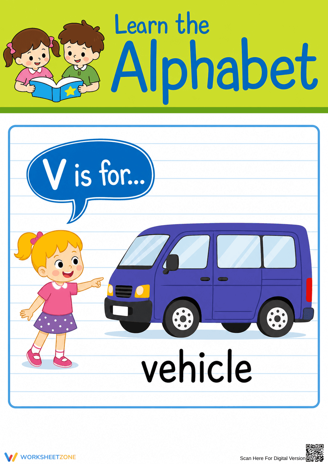 Printable Letter V Beginning Sound Worksheet | Grade K - Page 1