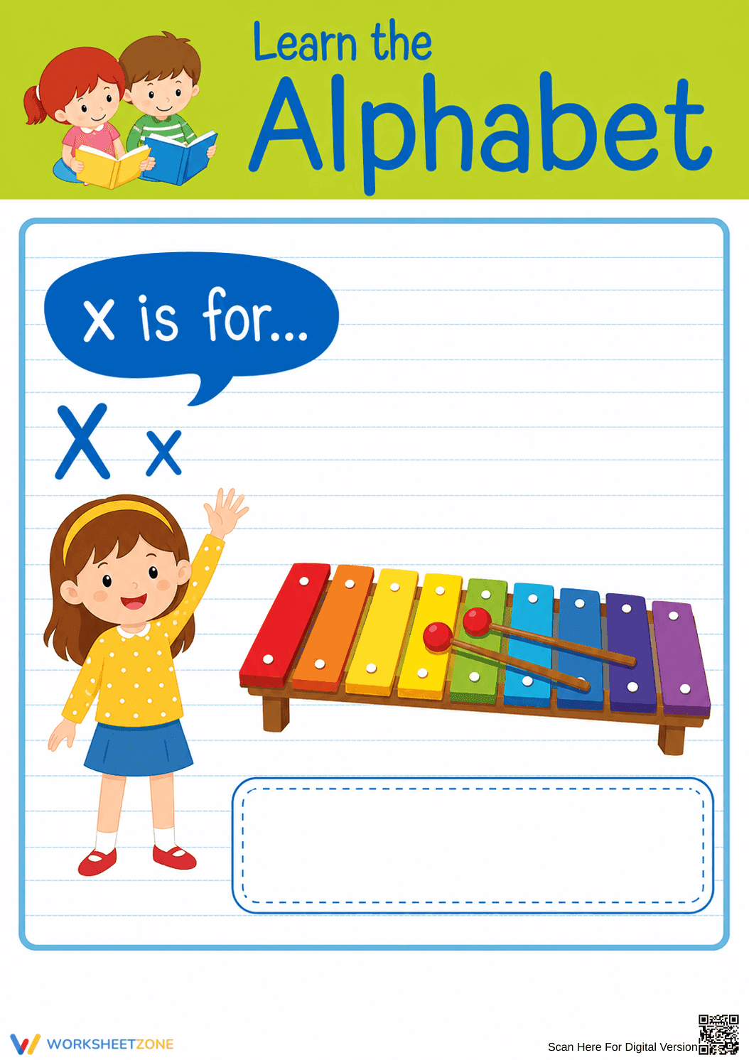 Printable Letter X Beginning Sound Worksheet | Grade K-2 - Page 1