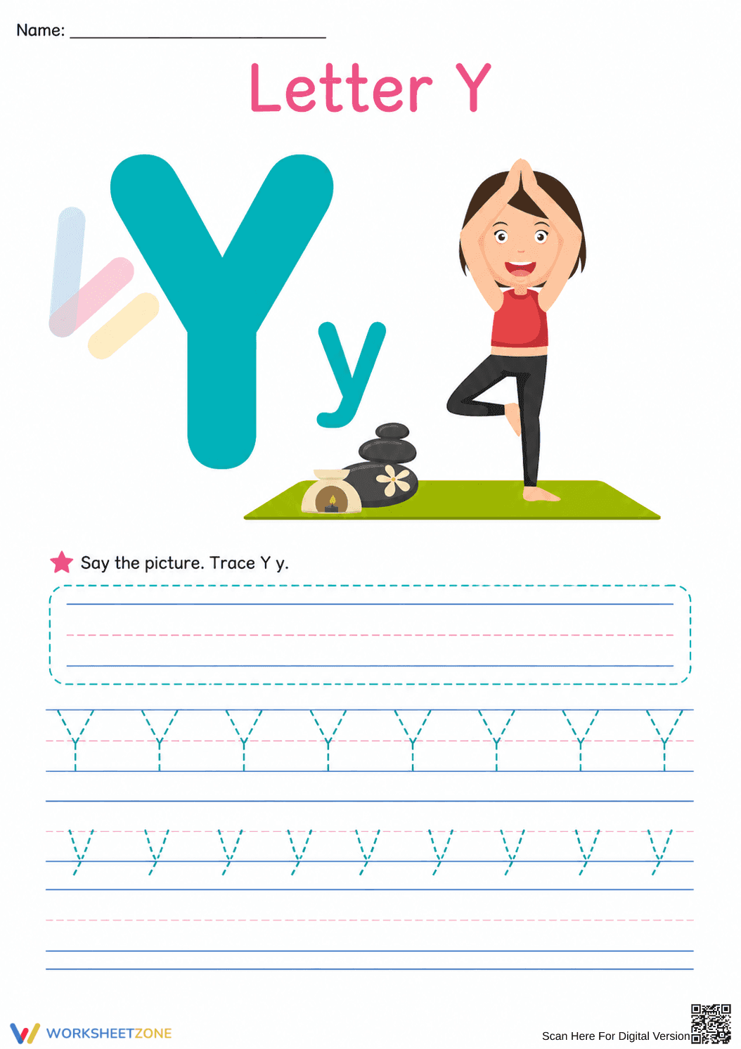 Printable Letter Y Beginning Sound Worksheet | Grade K - Page 1