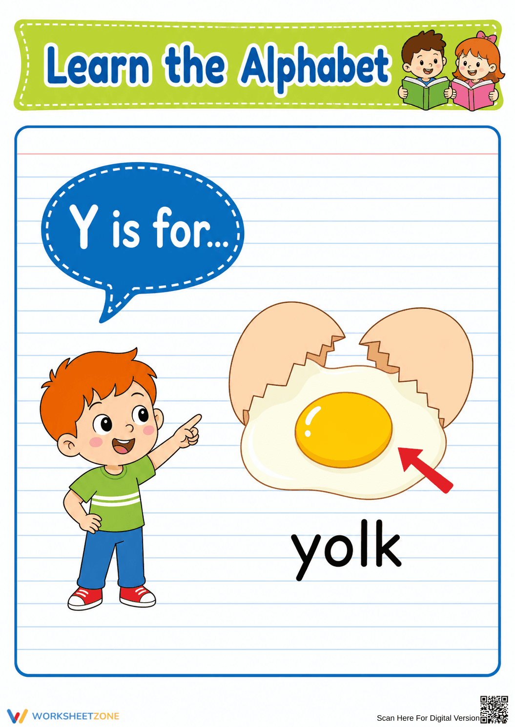 Grade K Letter Y Sound — Printable No-Prep Worksheet - Page 1