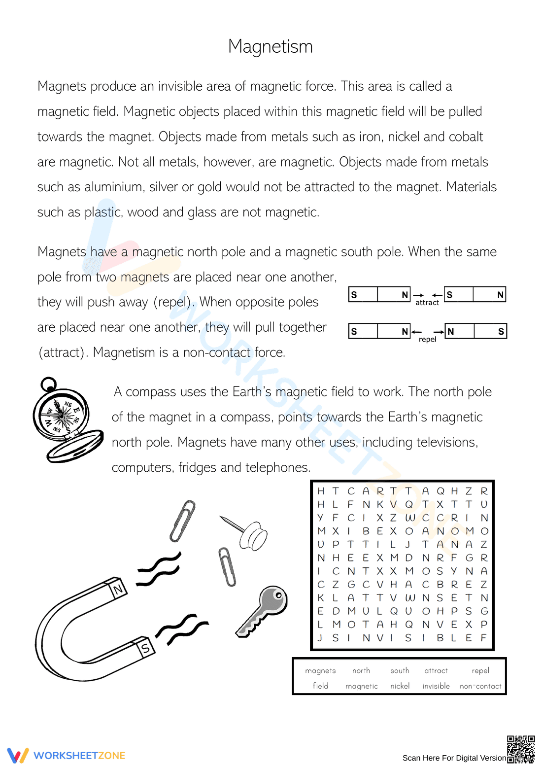 Magnetism Reading Worksheet | Grade 3 Printable - Page 1