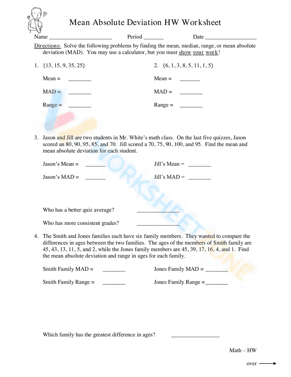 Calculate Mean Absolute Deviation: Practice - Page 1