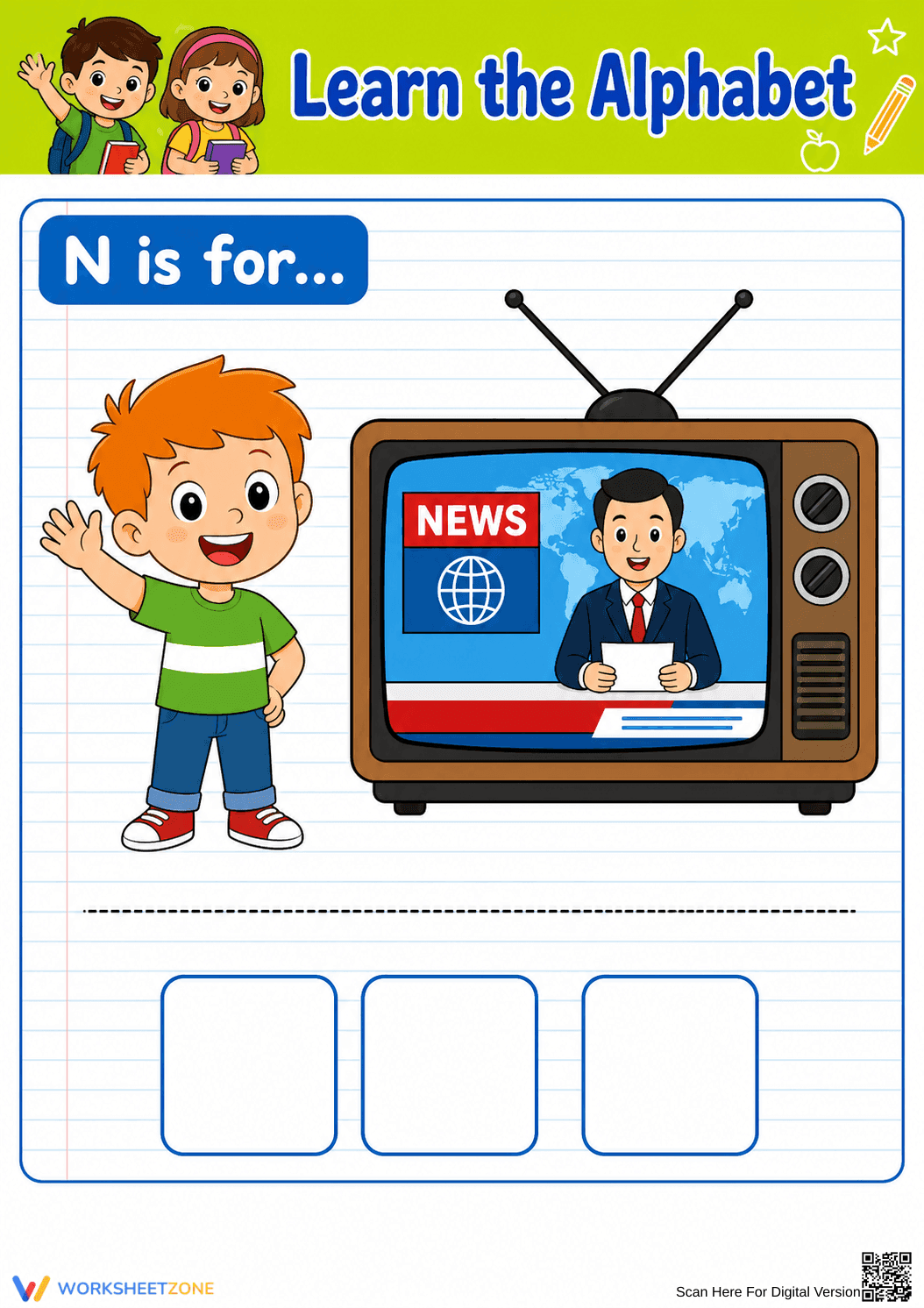 Printable Letter N Beginning Sound Worksheet | Grade K - Page 1