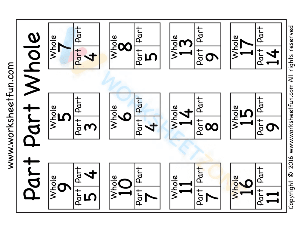 Part, Part, Whole – Math Worksheet for Kids - Page 1