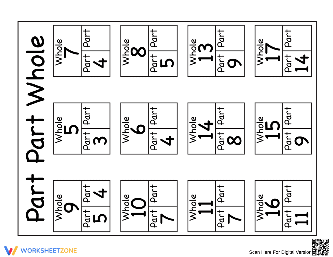 Part, Part, Whole – Math Worksheet for Kids - Page 1