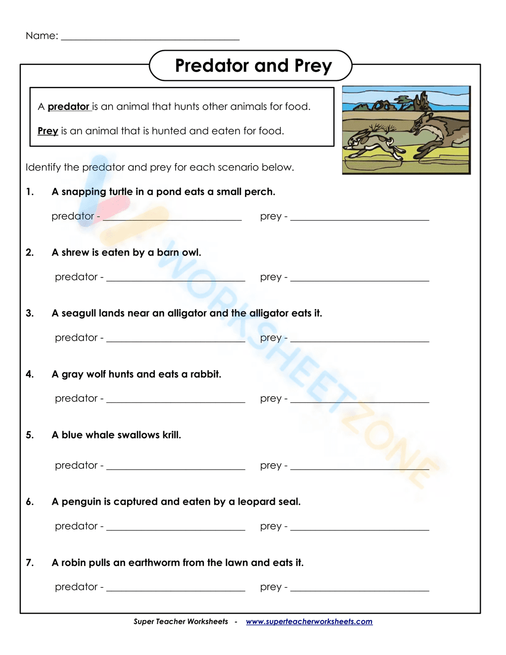 Predator and Prey Worksheet | Grade 4 Essential Science - Page 1