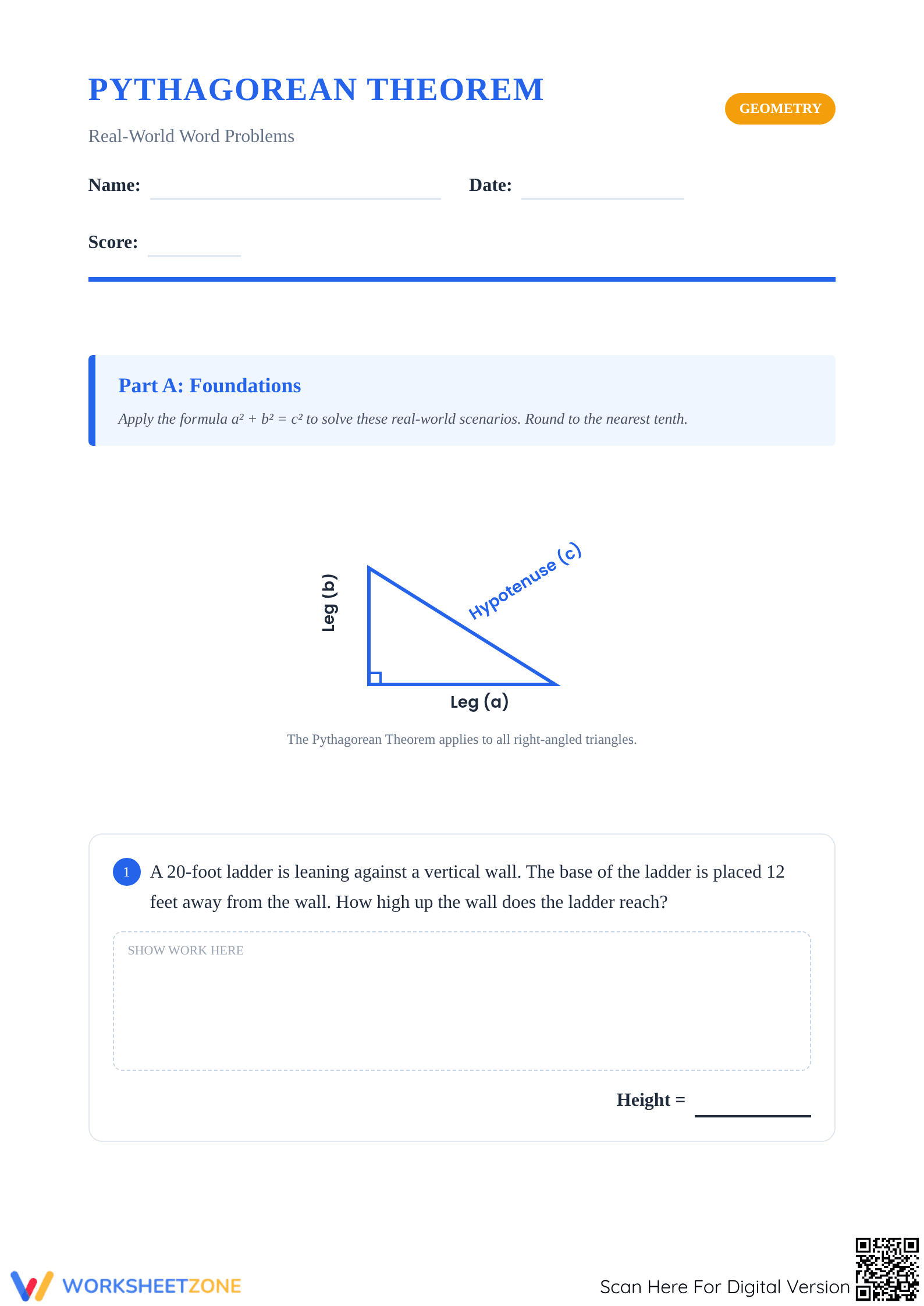 Essential Pythagorean Theorem Word Problems | Grade 8 Math - Page 1