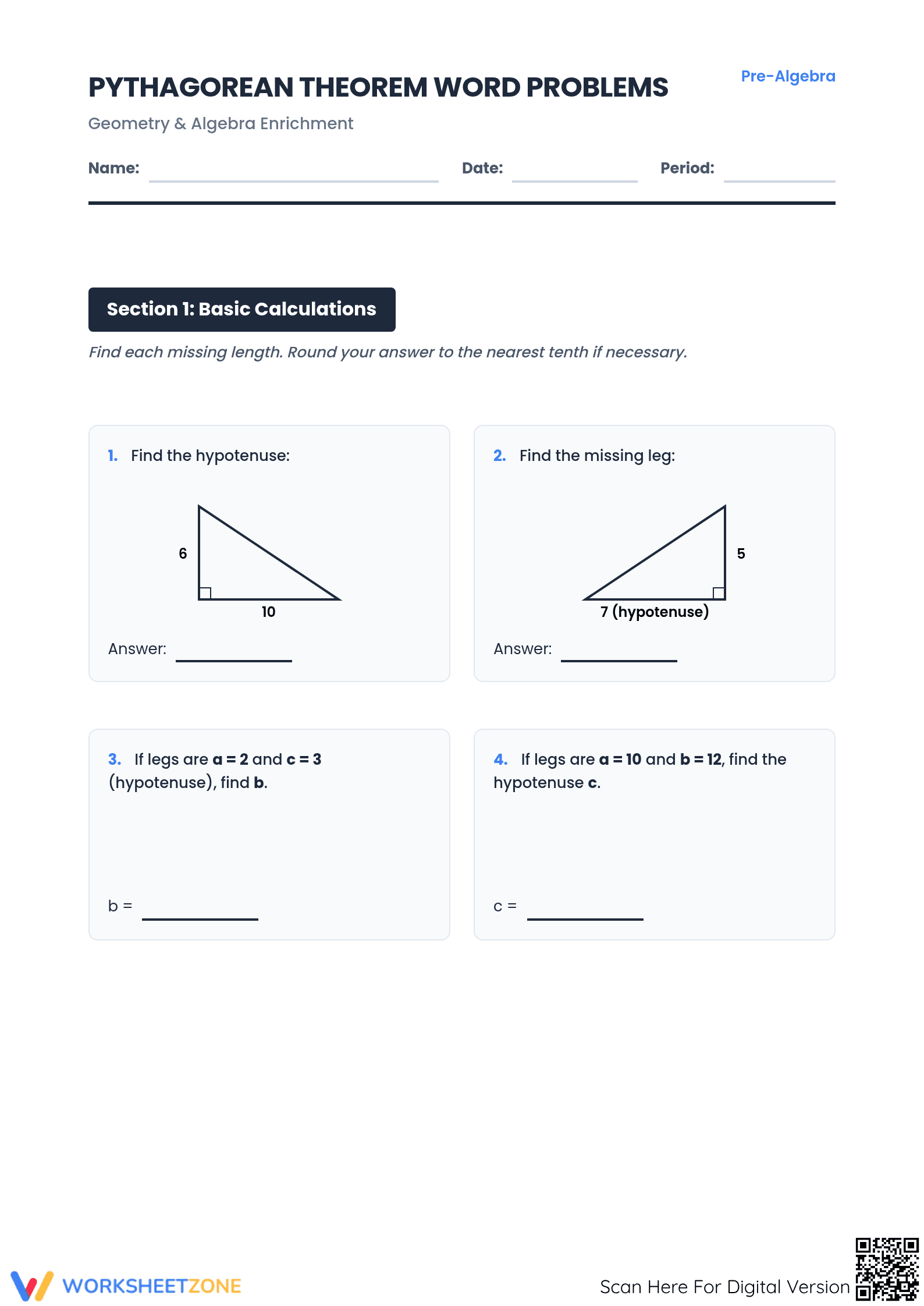Pythagorean Theorem Word Problems | Essential Grade 8 Math - Page 1