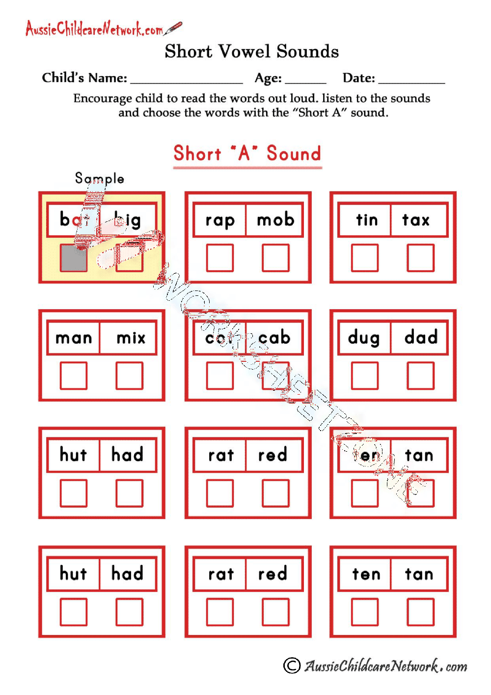 Short A sound - Page 1
