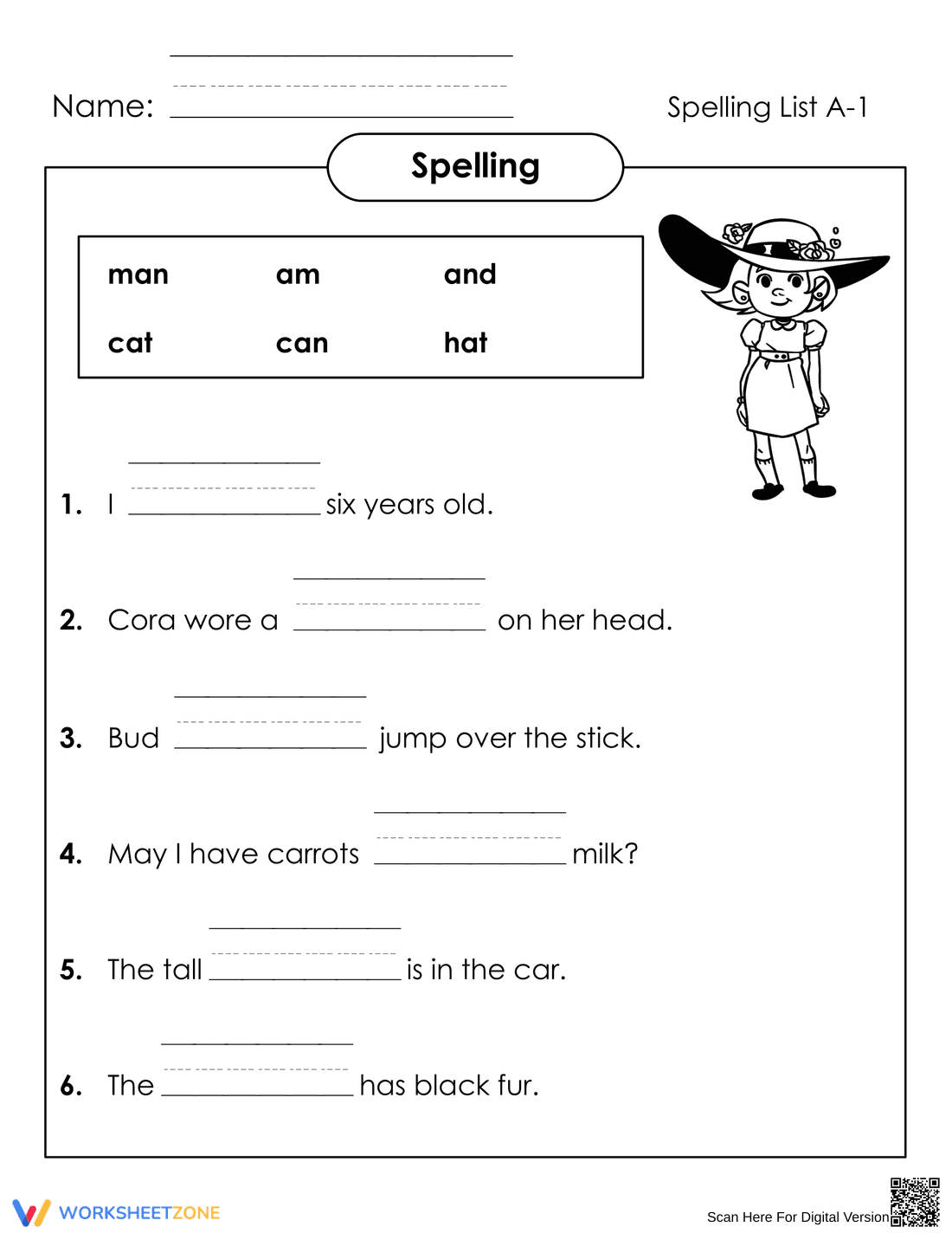 Grade 1 Spelling — Printable No-Prep Worksheet - Page 1