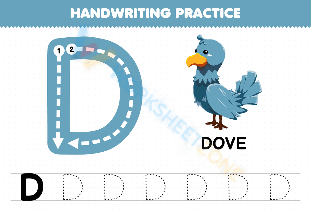 Trace the uppercase letter D - Page 1