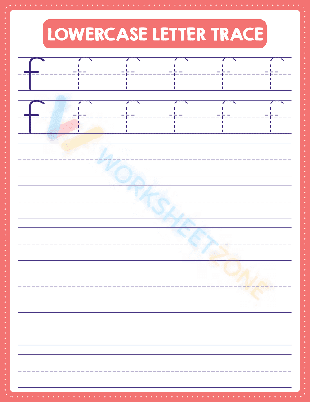 Tracing lowercase letter F - Page 1