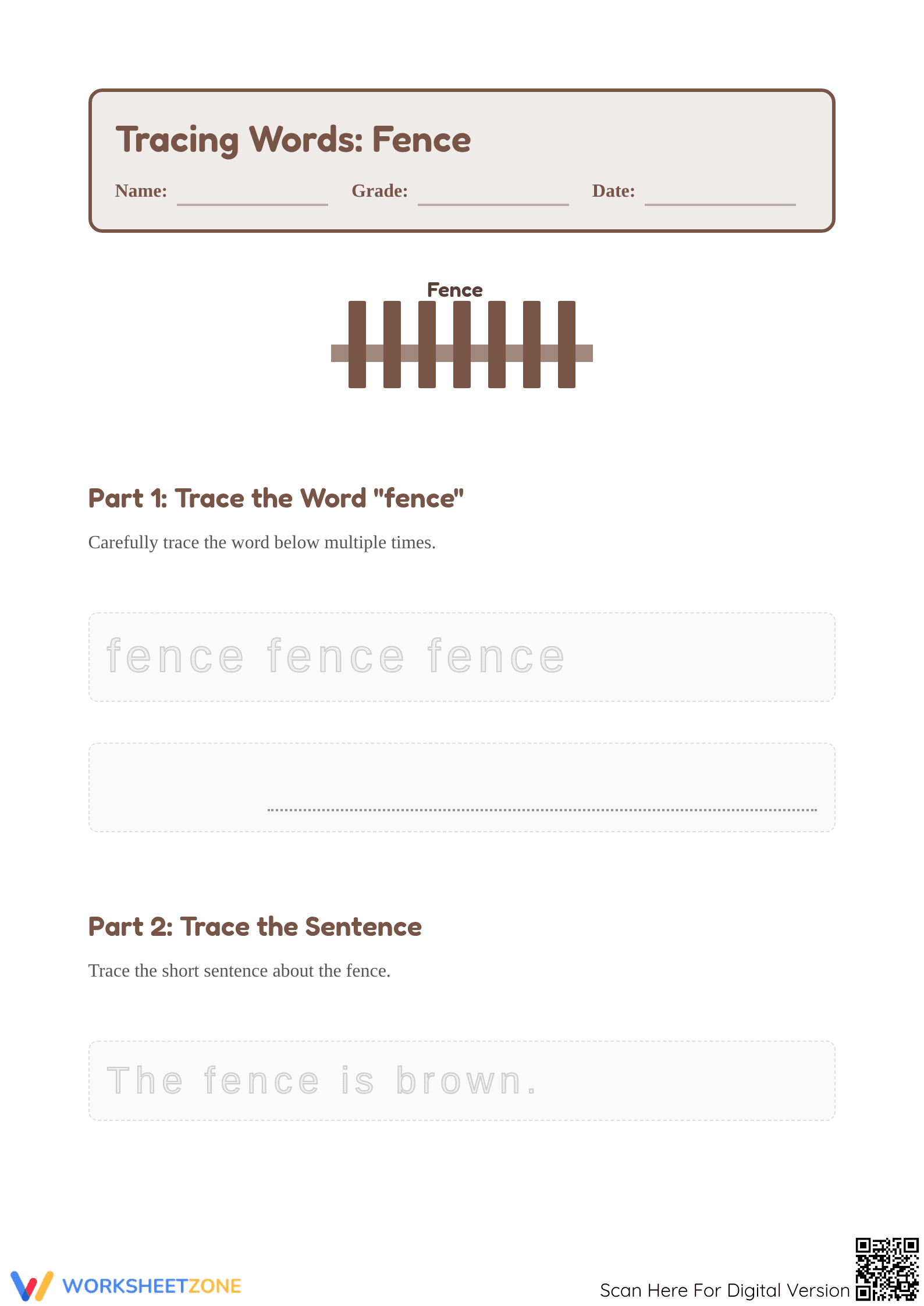 Letter F Tracing Worksheet | Essential Grade K-2 Phonics - Page 1