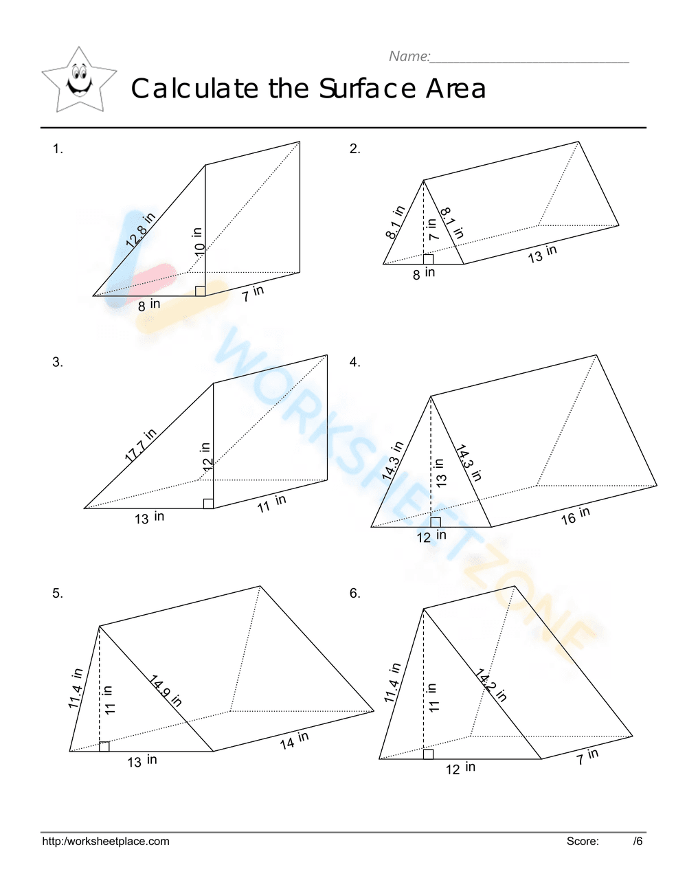 Triangular Prisms Worksheet for Geometry Practice - Page 1