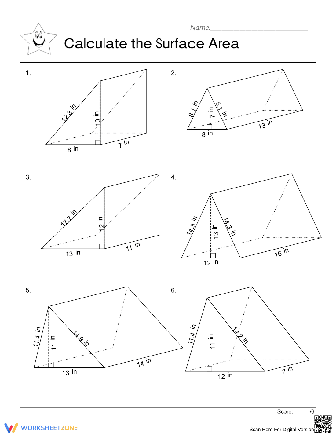Triangular Prisms Worksheet for Geometry Practice - Page 1