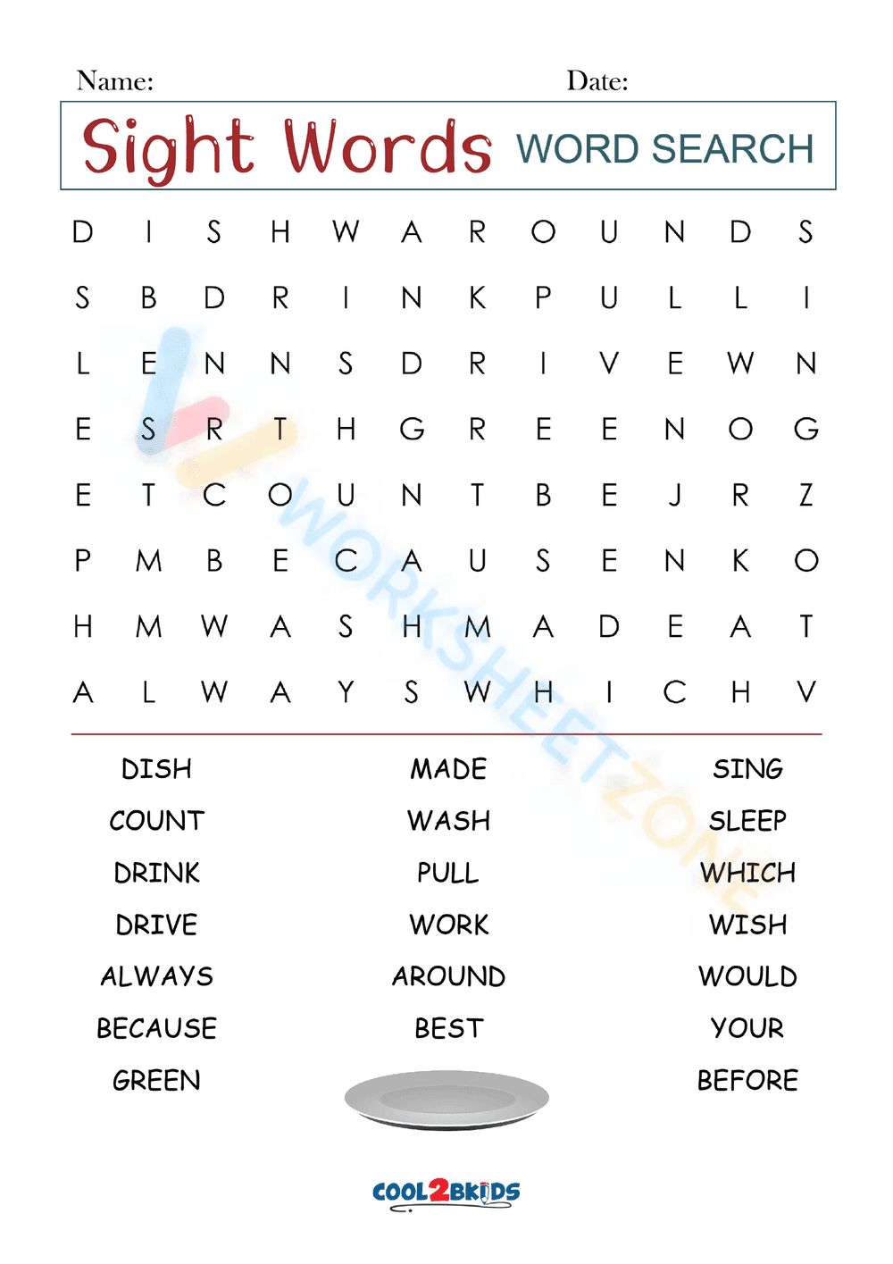 Grade 2 Sight Words — Printable No-Prep Worksheet - Page 1