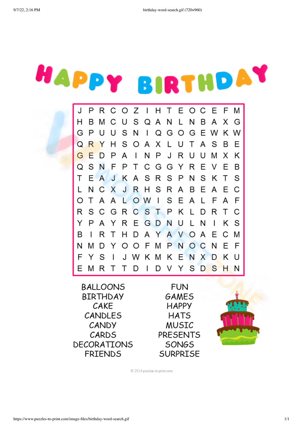 word search for 3rd graders 2 - Page 1