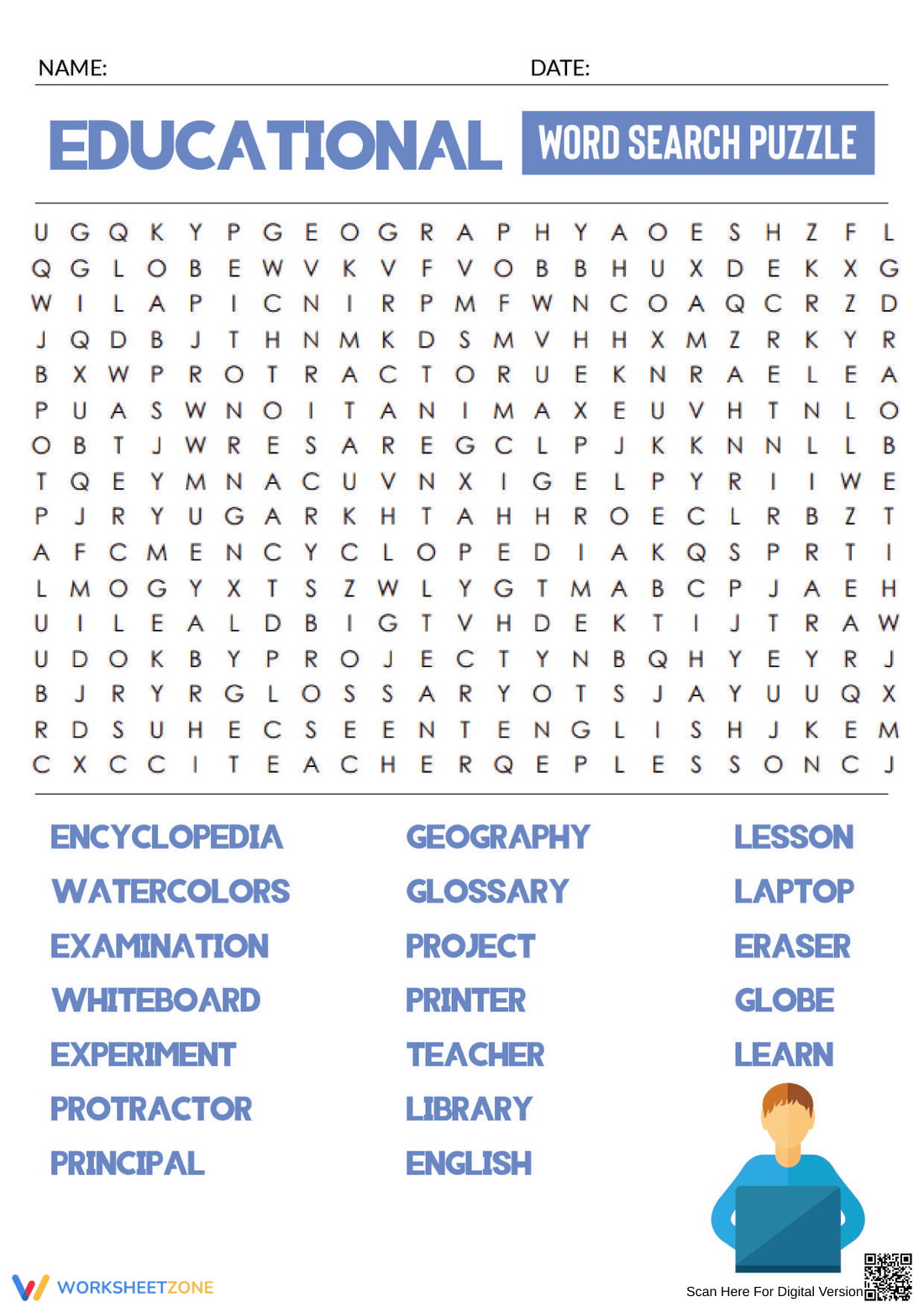 Grade 9 Vocabulary — Printable No-Prep Word Search - Page 1