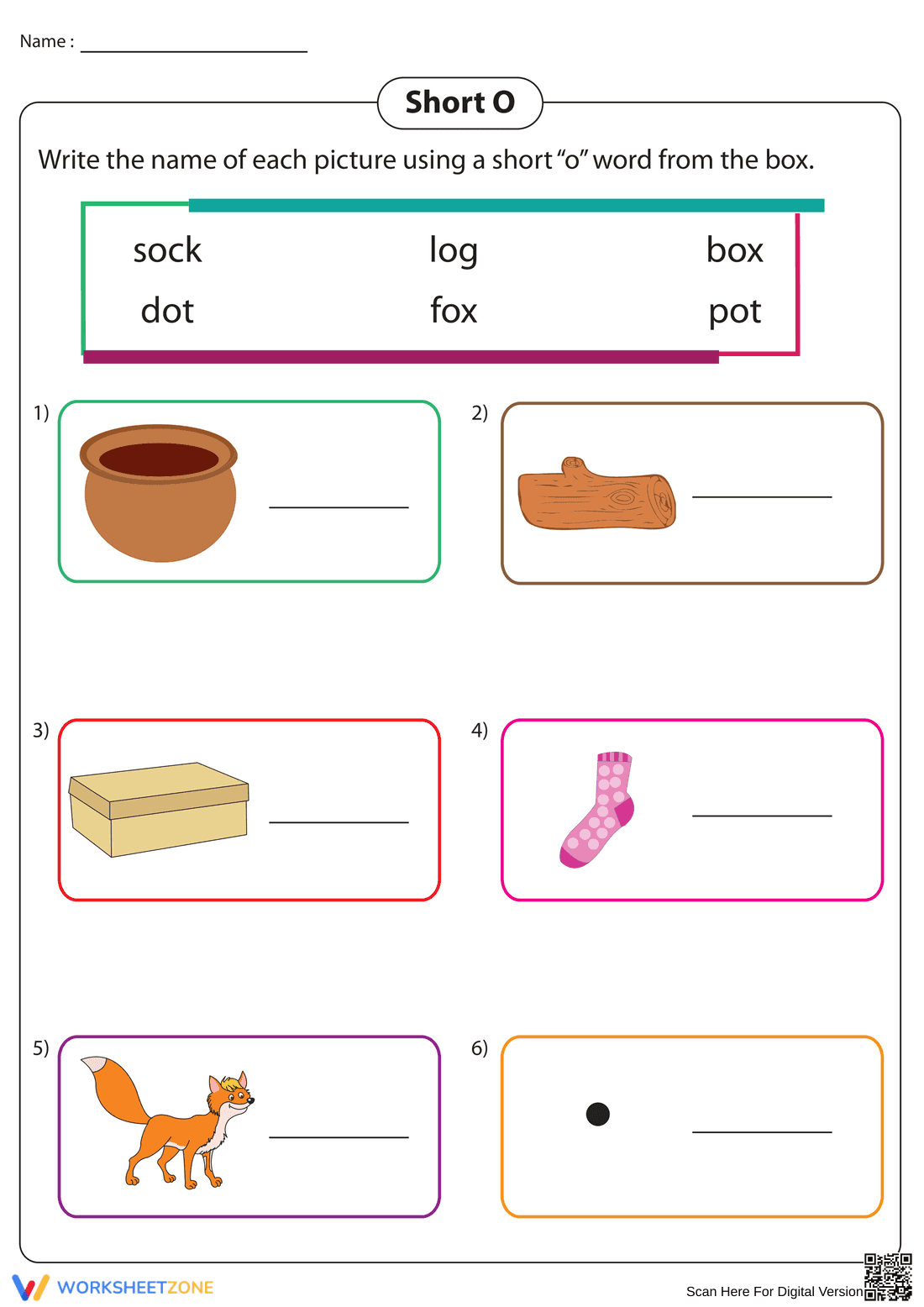 Grade 1 Short O Words — Printable No-Prep Worksheet - Page 1