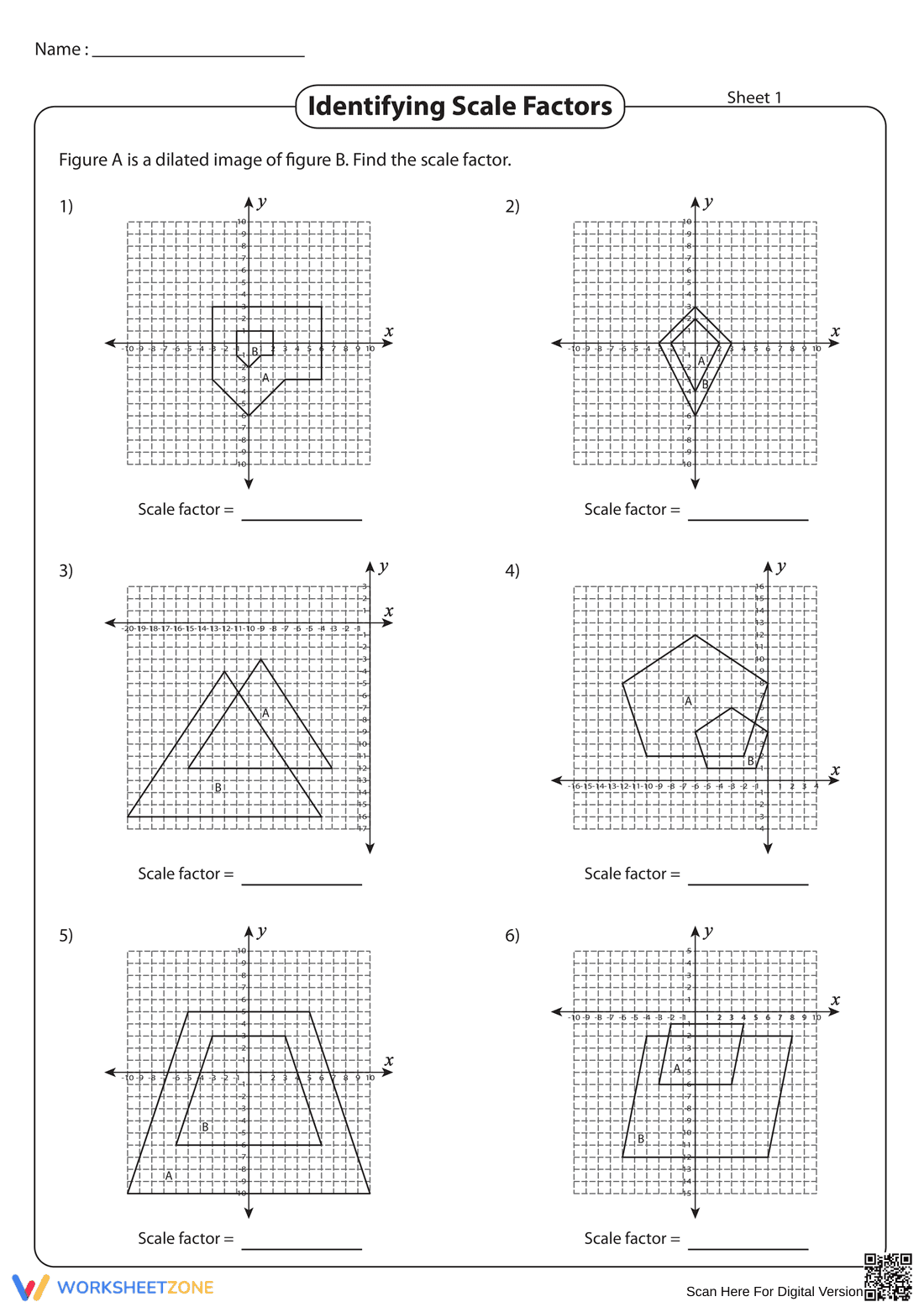 Grade 8 Scale Factor — Printable No-Prep Worksheet - Page 1