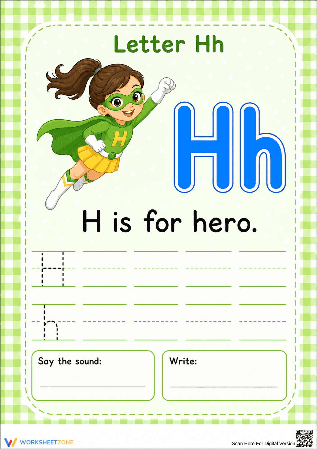 Letter H Beginning Sound Worksheet | Printable Grade K - Page 1