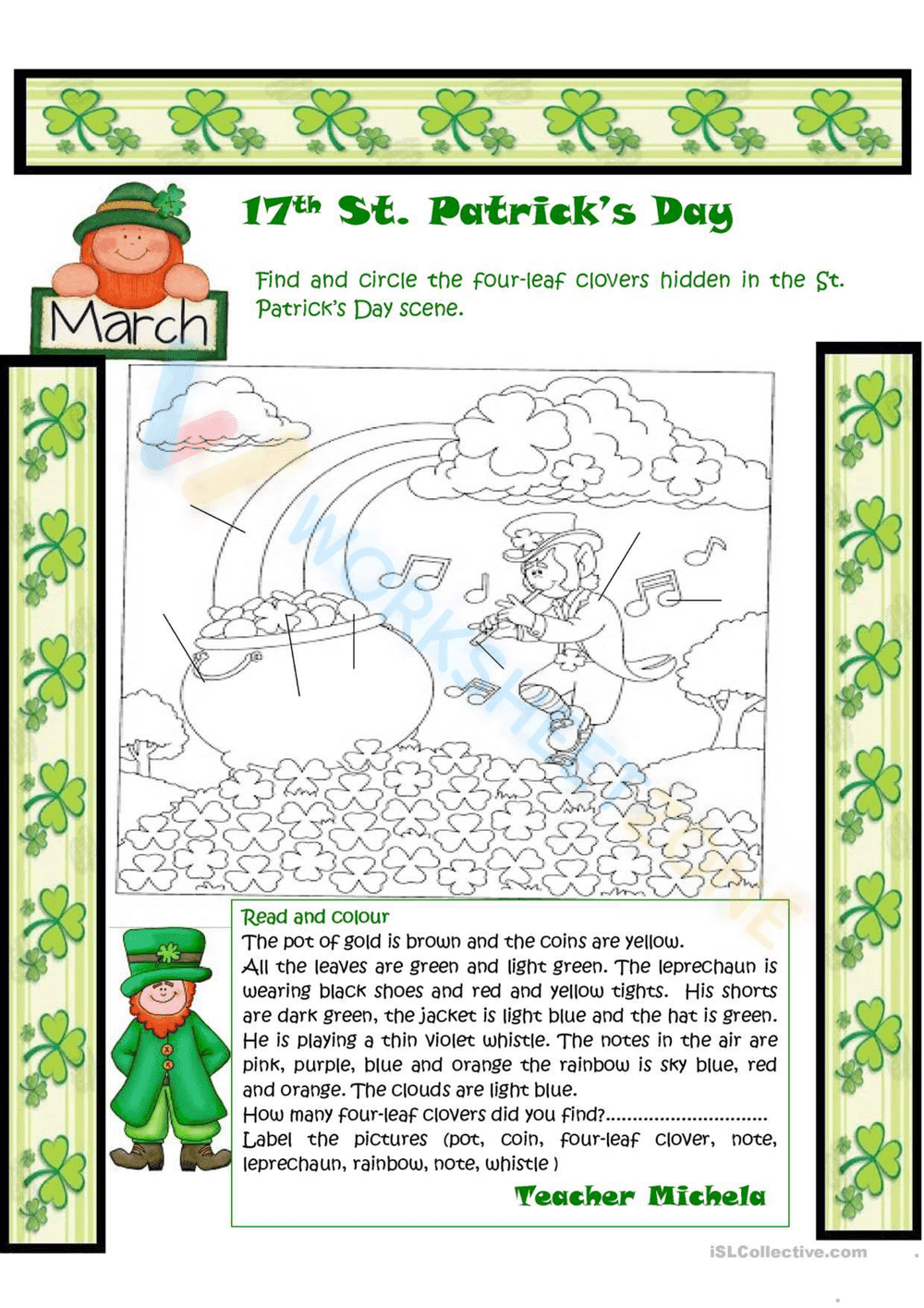 Printable St. Patrick's Day Reading Worksheet | Grade 1 - Page 1