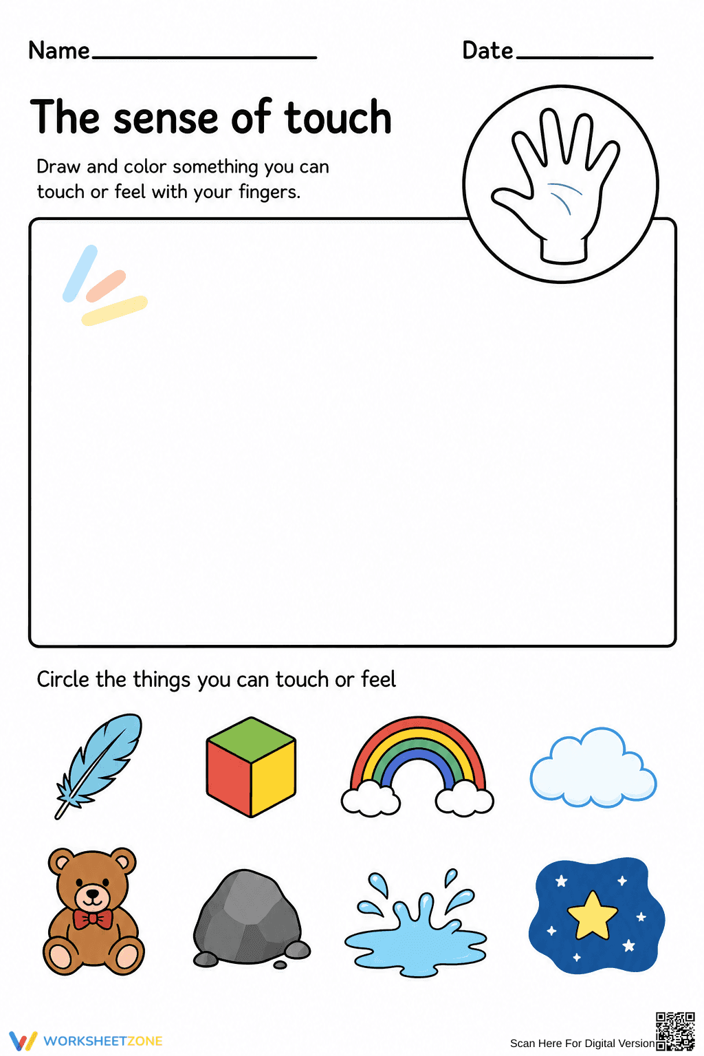 Essential Sense of Touch Worksheet | Grade 1 Science - Page 1