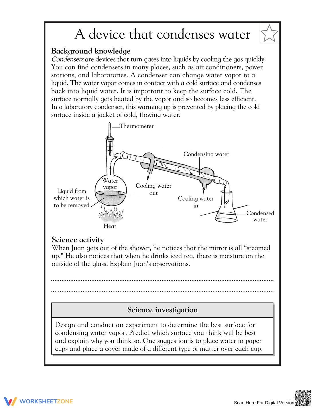 Condensation Science Worksheet - Page 1