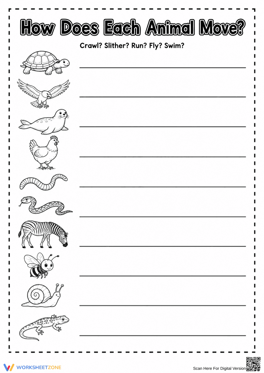 Grade 4 Animal Movement — Printable No-Prep Worksheet - Page 1