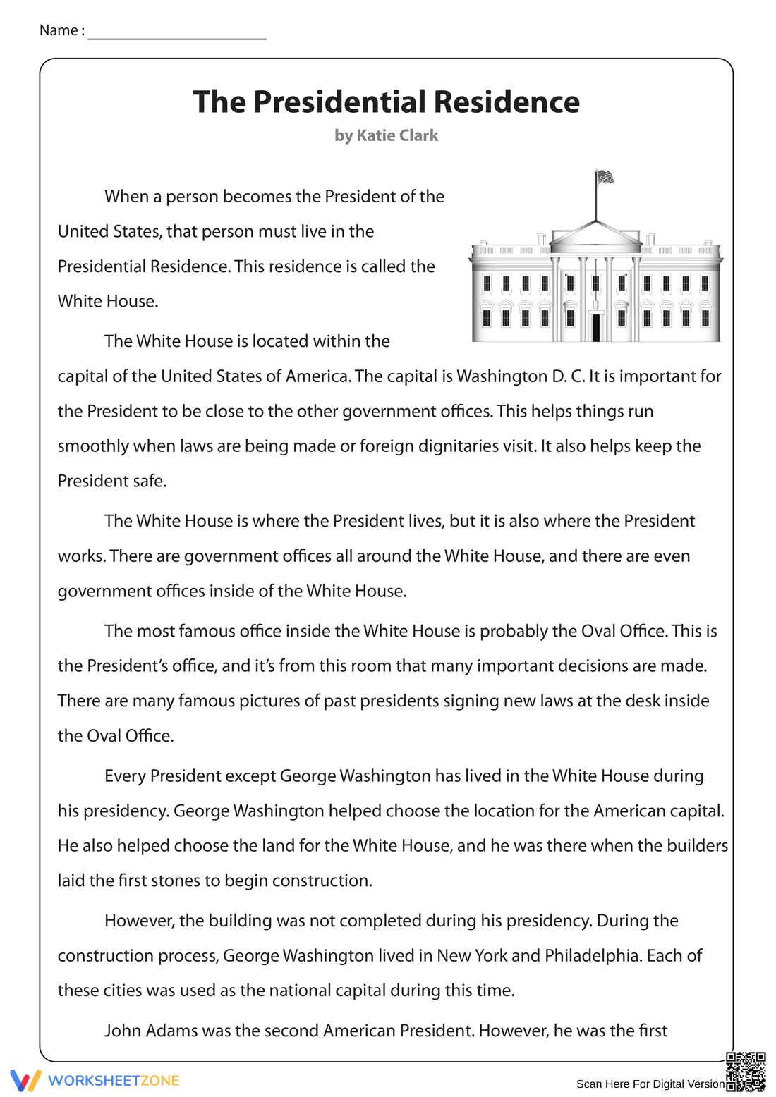 Grade 6 Reading Comprehension — Printable No-Prep Worksheet - Page 1