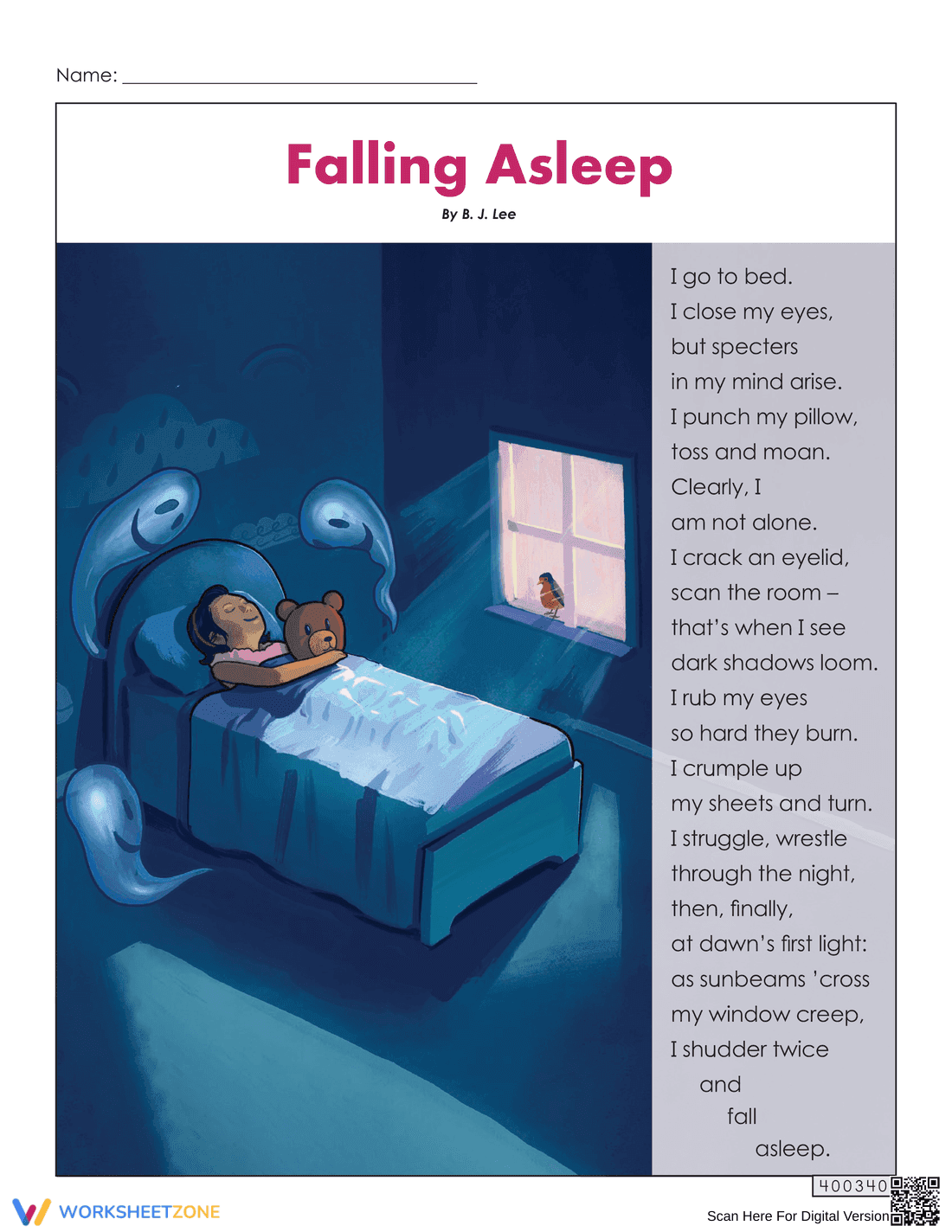 6th Grade Reading Worksheet: Printable Poetry Practice - Page 1