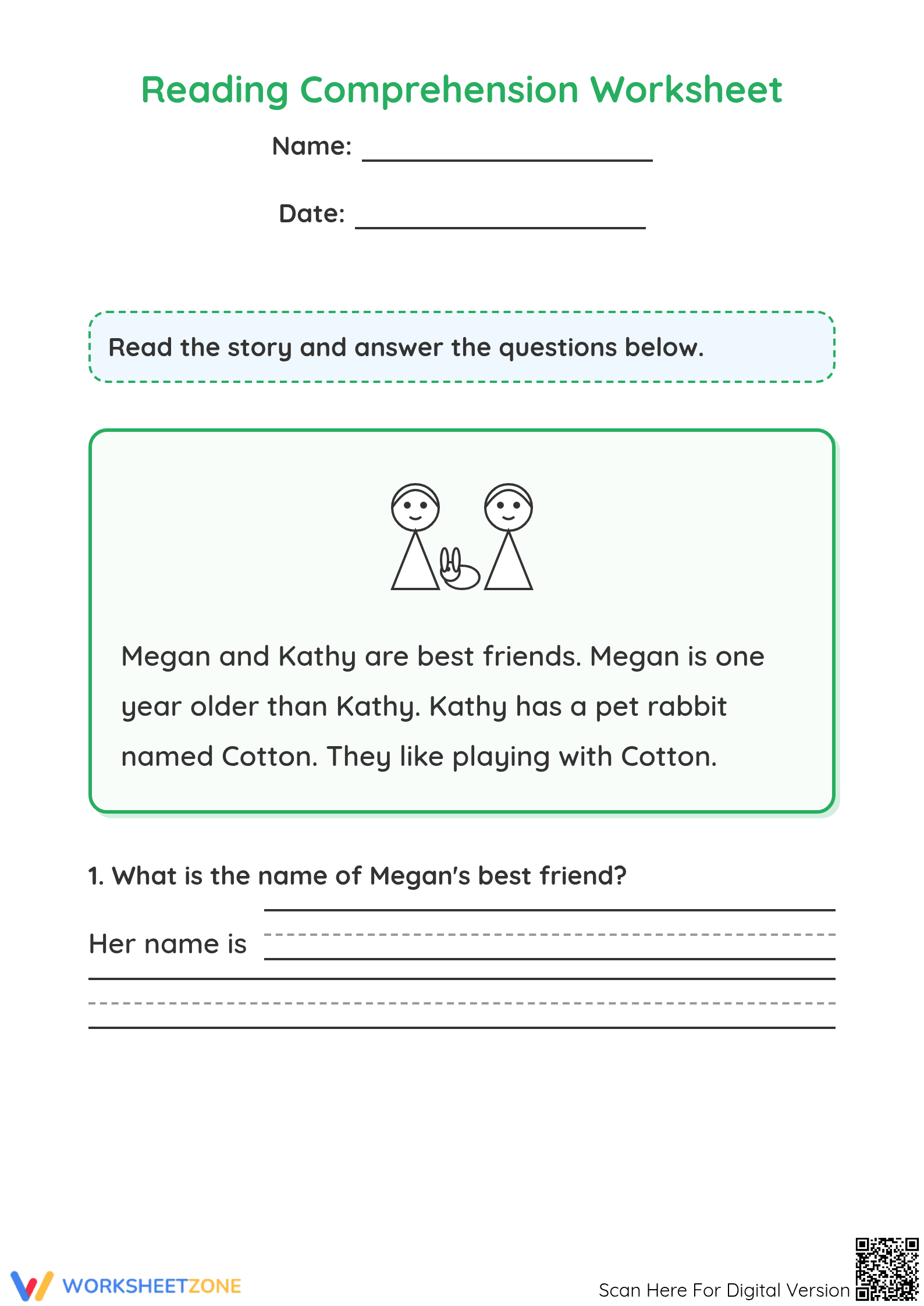 Kindergarten Reading Worksheet | Essential Practice - Page 1