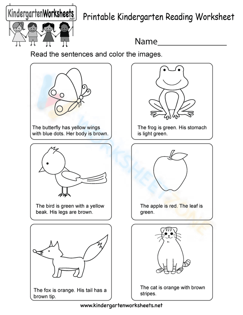 kindergarten reading worksheets 2 - Page 1