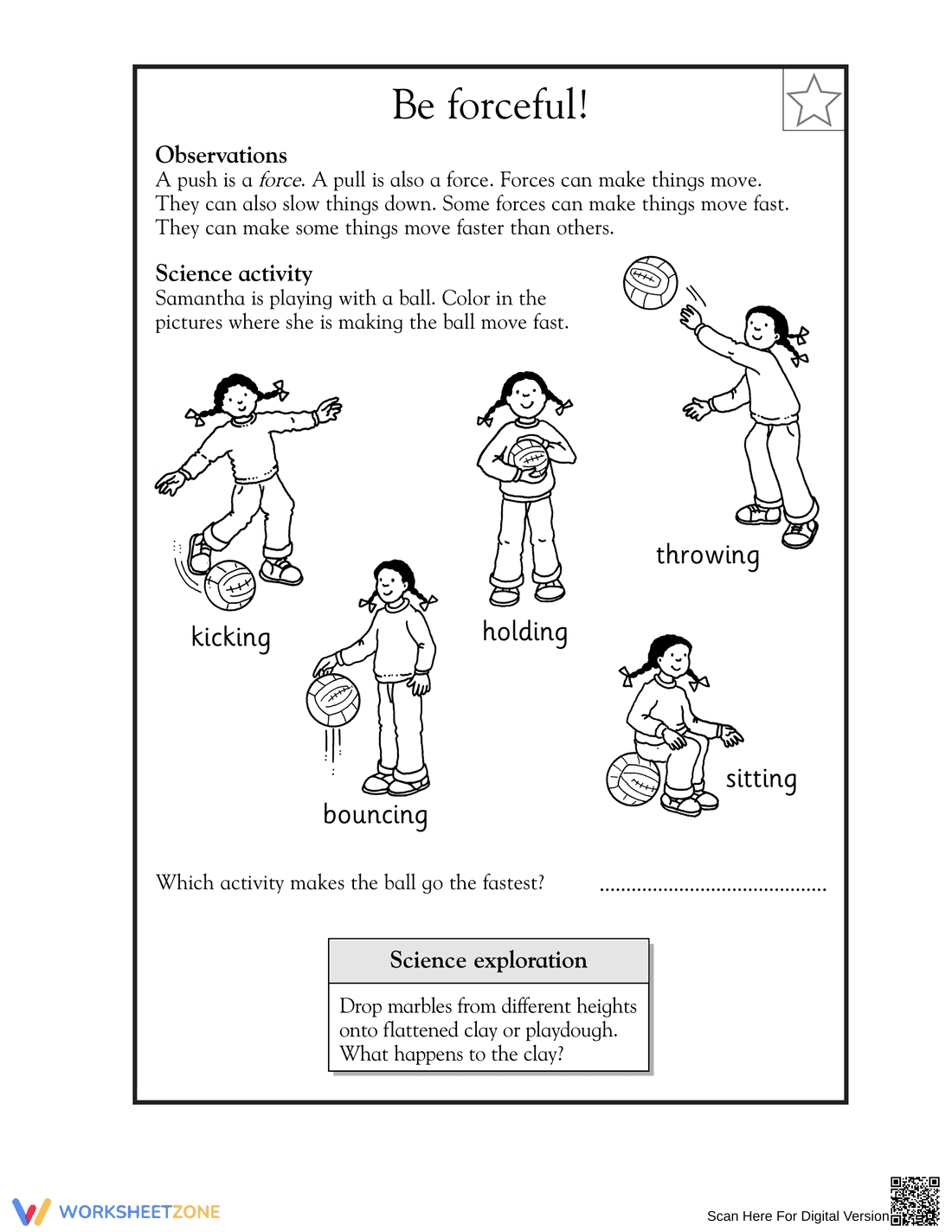 Forces and Motion Worksheet | Grade 3 Essential Science - Page 1