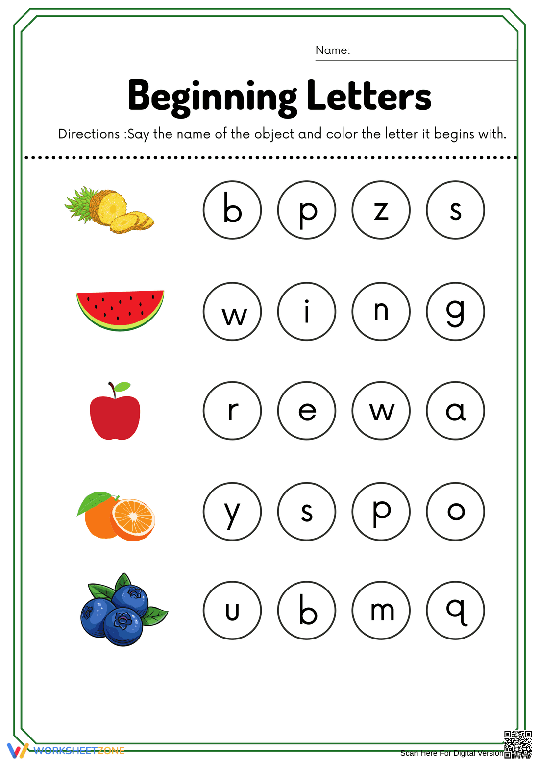 Beginning Sound Phonics Worksheet | Grade 1 Essential - Page 1