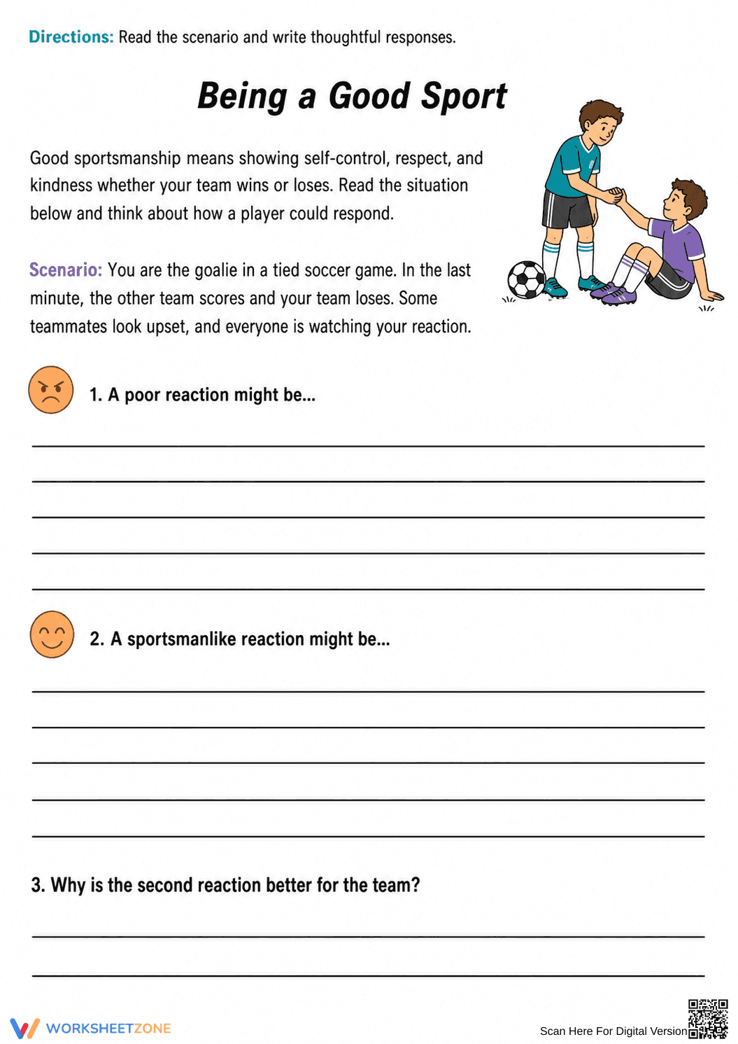 Essential Sportsmanship Worksheet | Grade 6-8 SEL - Page 1