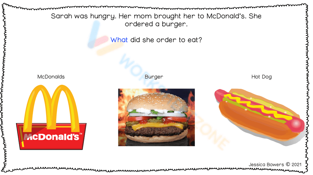 McDonald's Burger Ordering Comprehension Worksheet - Page 1