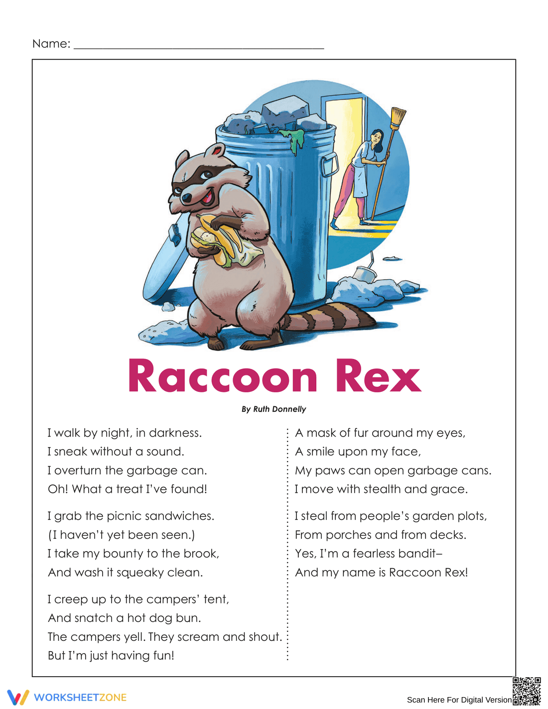 Grade 3 Poetry Comprehension — Printable Worksheet - Page 1