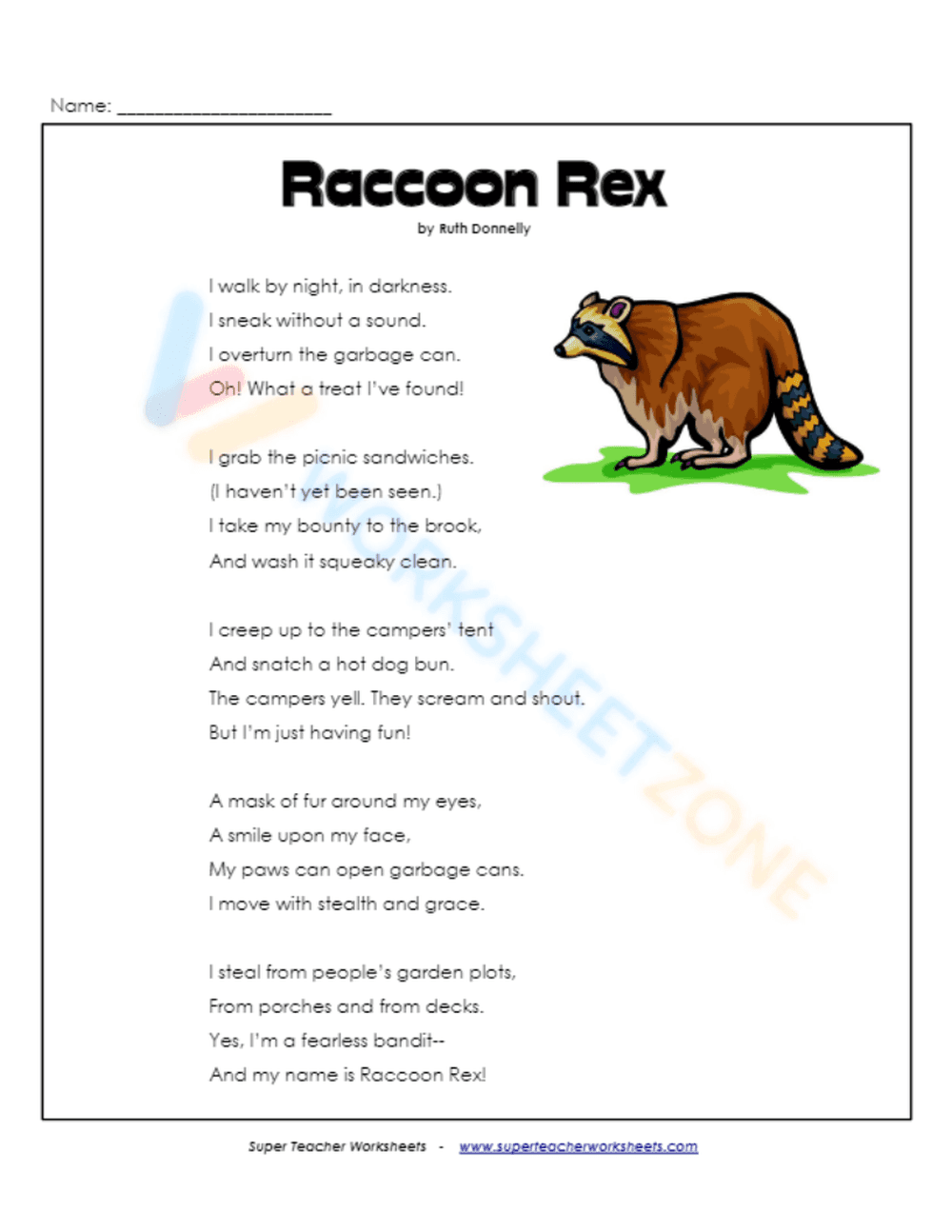 Grade 3 Poetry Comprehension — Printable Worksheet - Page 1